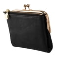 thumbnail image 3 of Women's Short Wallet Bifold Retro Multifunction Coin Purse with Zip and Kiss Lock Black, 3 of 7