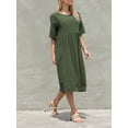 thumbnail image 5 of Women Empire Waist Midi Sundress Summer Casual Boho Beach Dresses Crew Neck Half Sleeve Long Dress with Pockets, 5 of 9