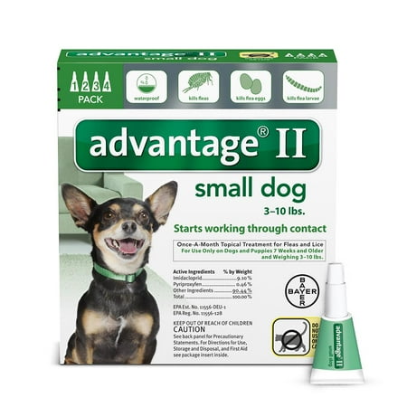 Advantage II Topical Flea and Lice Treatment for Small Dogs, 4 Monthly Treatments