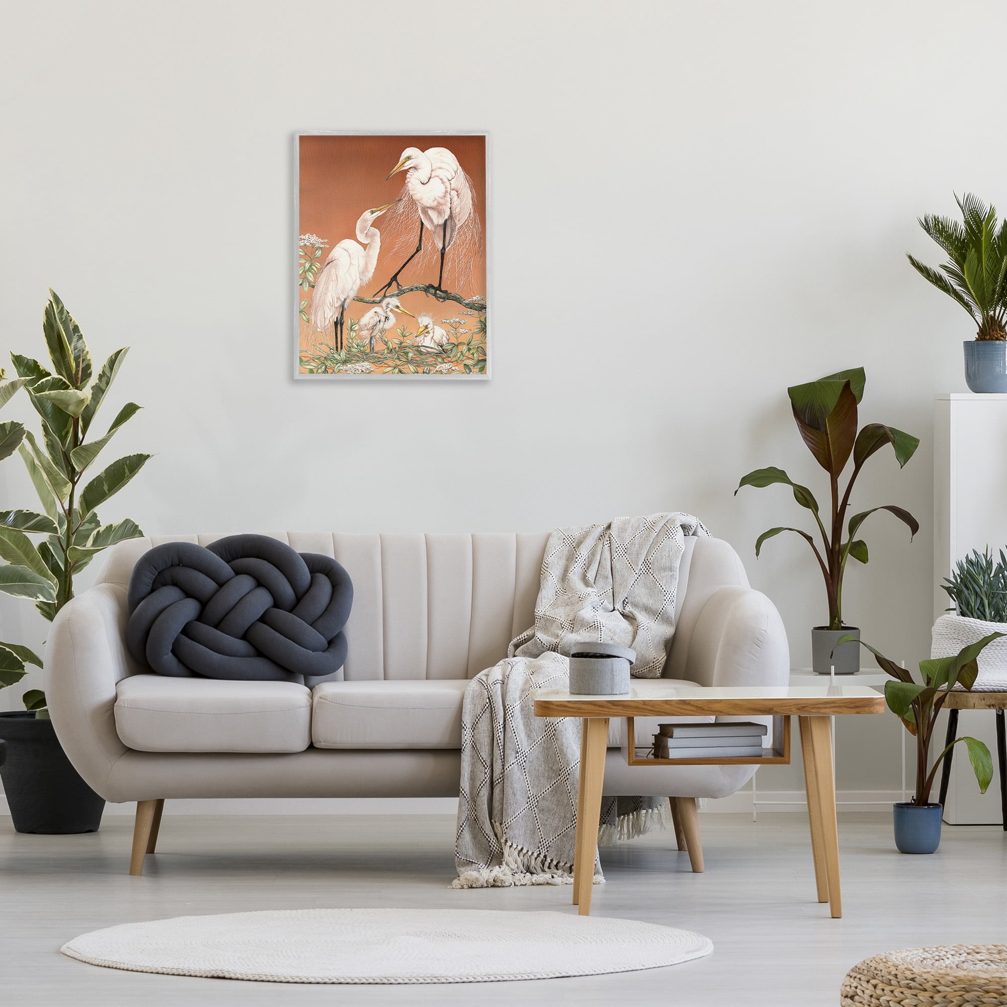 Stupell Industries Traditional Heron Family Animals & Insects Painting Gray Framed Art Print Wall Art, 24 x 30