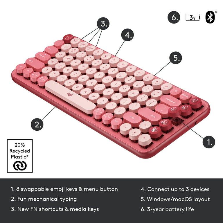 Logitech POP Wireless Keyboard, Customizable Emoji Keys, Compact