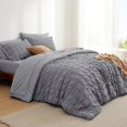 thumbnail image 6 of Bed in a Bag Queen - 7 Pieces Plaid Seersucker Bedding Comforter Sets, Soft Lightweight Grey Boho Bed Set with Comforters Queen Size, Sheets, Pillowcases & Shams, 6 of 8