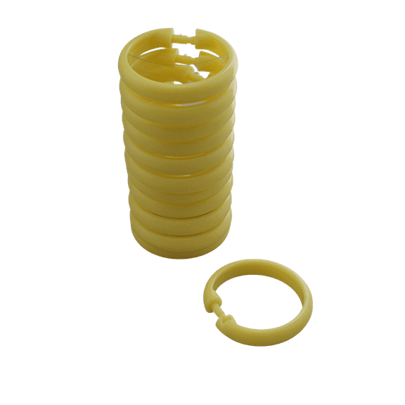 Dependable Industries 12 Piece Plastic Basic Locking Round Hook Easy Gliding Shower Curtain Rings Fits All Standard Size Shower Rods (Yellow)