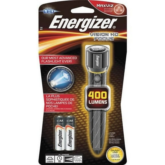 Energizer Vision HD Performance Metal Flashlight with Digital Focus AA - Metal - Chrome
