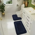 thumbnail image 5 of Homore Bathroom Rugs Sets, Luxury Bath Mat Set Anti-Slip Bath Rug and U-Shaped Toilet Mat Navy Blue, 5 of 7