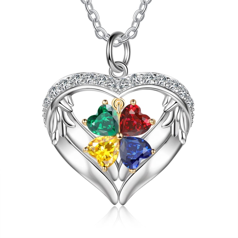 Custom Name Necklace For Women – 925 Sterling Silver Personalized Necklace With Birthstone Heart, Gift For Mom, Birthday, Anniversary