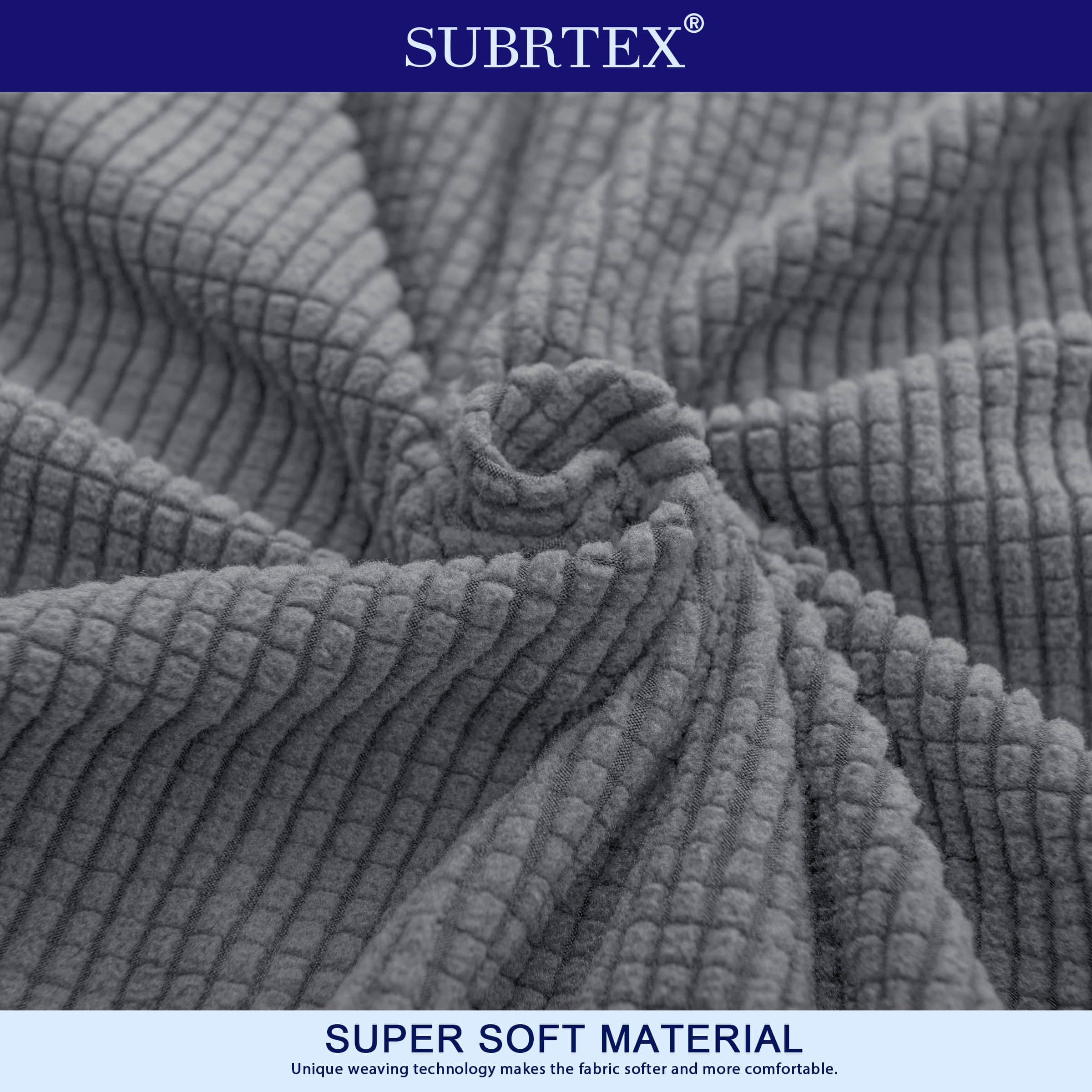Subrtex Stretch 1-Piece Textured Grid Loveseat Slipcover, Light Gray