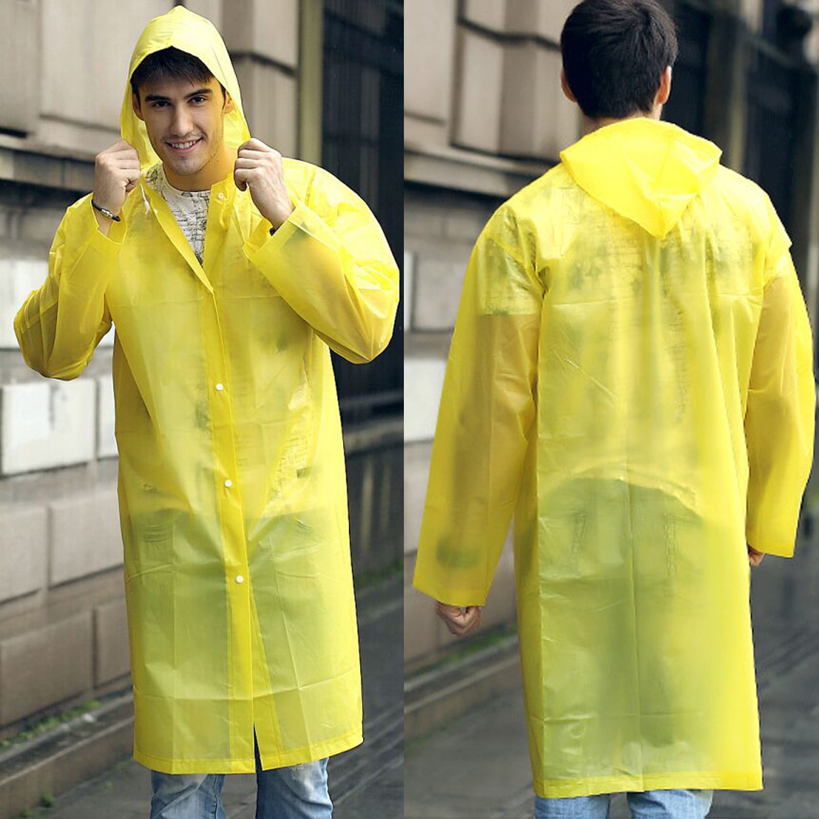 Rain Coat Yellow Adult Protective Poncho Jacket Clothing Durable Waterproof 