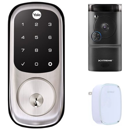 Yale Locks Assure Lock Touchscreen with Z-Wave in Satin Nickel (YRD226) Smart Front Door Bundle With Xtreme WiFi Smart HD Video Doorbell Camera And Door (Best Smart Lock Front Door)