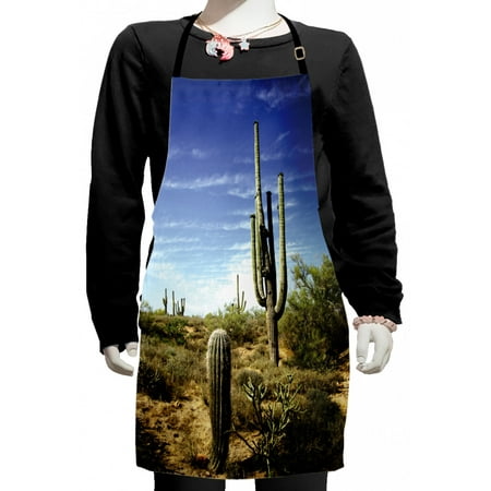 

Saguaro Kids Apron Tall Saguaro Cactus with Spined Leaves Desert Plants in Sunny Day Picture Print Boys Girls Apron Bib with Adjustable Ties for Cooking Baking Painting Blue Green by Ambesonne