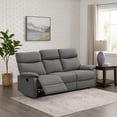 thumbnail image 7 of Fery 74 Inch Manual Recliner Sofa- 3 Seater- Gray Burlap Upholstery- Wood, 7 of 7