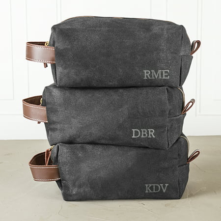 Personalized Men’s Waxed Canvas and Leather Dopp Kit,