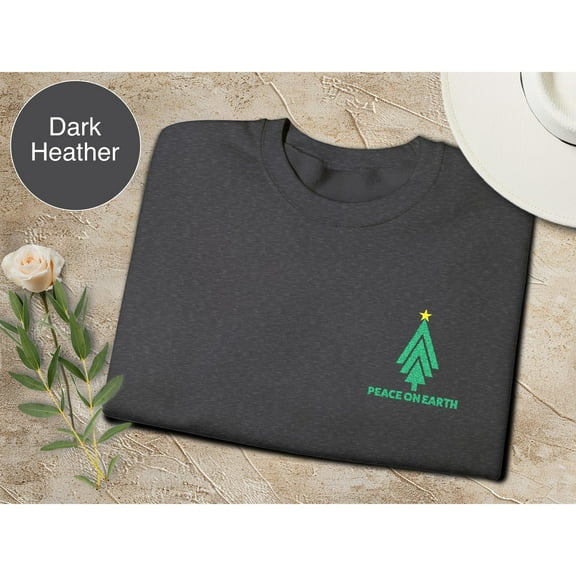 Christmas Sweatshirt, Embroidered Sweatshirt, Peace on Earth Shirt, Embroidery Sweatshirt for the Holidays