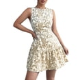 thumbnail image 2 of Ailaofu Women's Boho Floral Mini Dress Elegant Ruffle Crew Neck Going Out Dress Vacation Outfits, 2 of 5