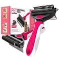 thumbnail image 7 of 2 in 1 Professional Grooming Rake for Cats & Dogs-Dematting Comb for Easy Mats & Tangles Removing,Hair Removal Cleaner for Pets(Rose), 7 of 7