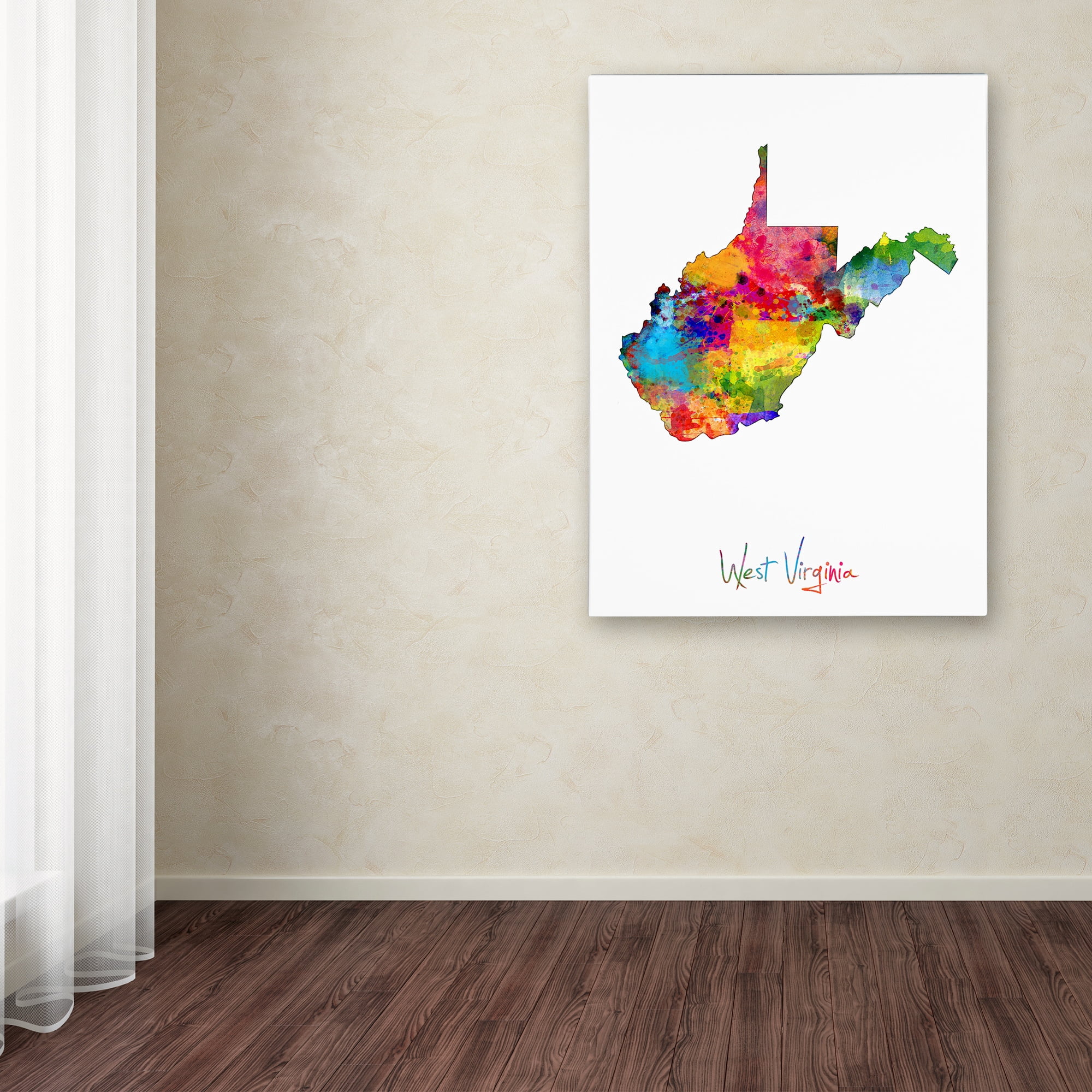 Trademark Fine Art "West Virginia Map" Canvas Art by Michael Tompsett