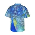thumbnail image 3 of Balery Peacock Print Men's Hawaiian Shirts Short Sleeve Beach Shirt Relaxed Fit Vacation Button Down Shirts-X-Large, 3 of 9