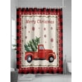 thumbnail image 5 of Christmas Trucks Standard Shower Curtain Set, Waterproof Shower Curtains for Bathroom, Xmas Tree Snowflake Red Black Check Rustic Washable Fabric Bath Curtain for Bathtub with Hooks 72x72 Inches, 5 of 6