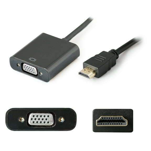 Addon 8in Hdmi To Vga Cable - Video Converter - Hdmi - Vga - Black - For Lenovo Ideapad 3 15, Ideapad Gaming 3 15, Legion 5 15, Thinkcentre Neo 50
