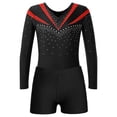 thumbnail image 3 of Linjinx Gymnastics Leotards for Girls Long Sleeve Ballet Dance Unitard Bodysuit Matching Shorts Red 8, 3 of 7