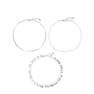 No Boundaries Silvertone Anklet Set, 3-Piece