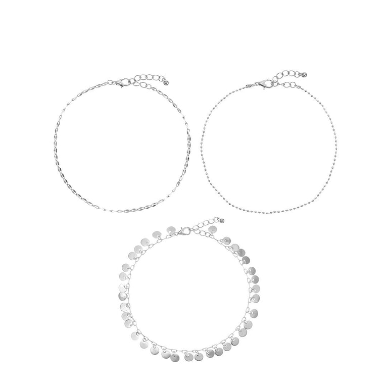 No Boundaries Silvertone Anklet Set, 3-Piece photo 1