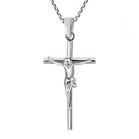 Faithful Cross - Faithful Devotion Crucifix Cross Sterling Silver Necklace
