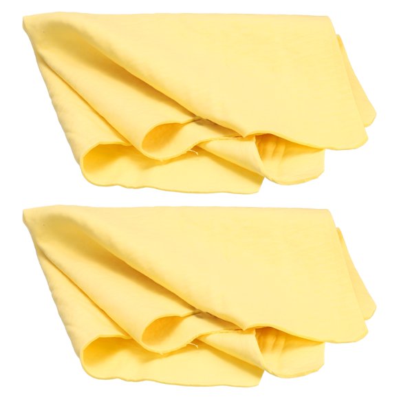 2Pcs Premium Shammy Cloth for Car Drying 16.9" x 12.6" in Bags, Yellow