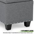 thumbnail image 6 of OSM 42 Inch Long Storage Ottoman Bench, Linen Foot Stool Upholstered Foam Padded Rectangular Fabric Tufted Bench Footrest for Living Room Bedroom Entryway with 660 Lbs Capacity, Gray, 6 of 9