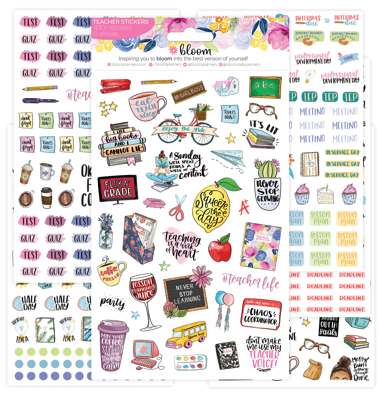 sticker sheets teacher planner stickers bloom walmartcom