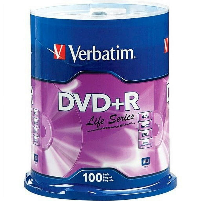Verbatim Life Series DVD+R 4.7GB 16x Recordable Blank Disc 100