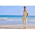 thumbnail image 2 of COOFANDY Men's 2 Piece Summer Beach Linen Button Down Shirt & Pant Outfit Set, 2 of 13