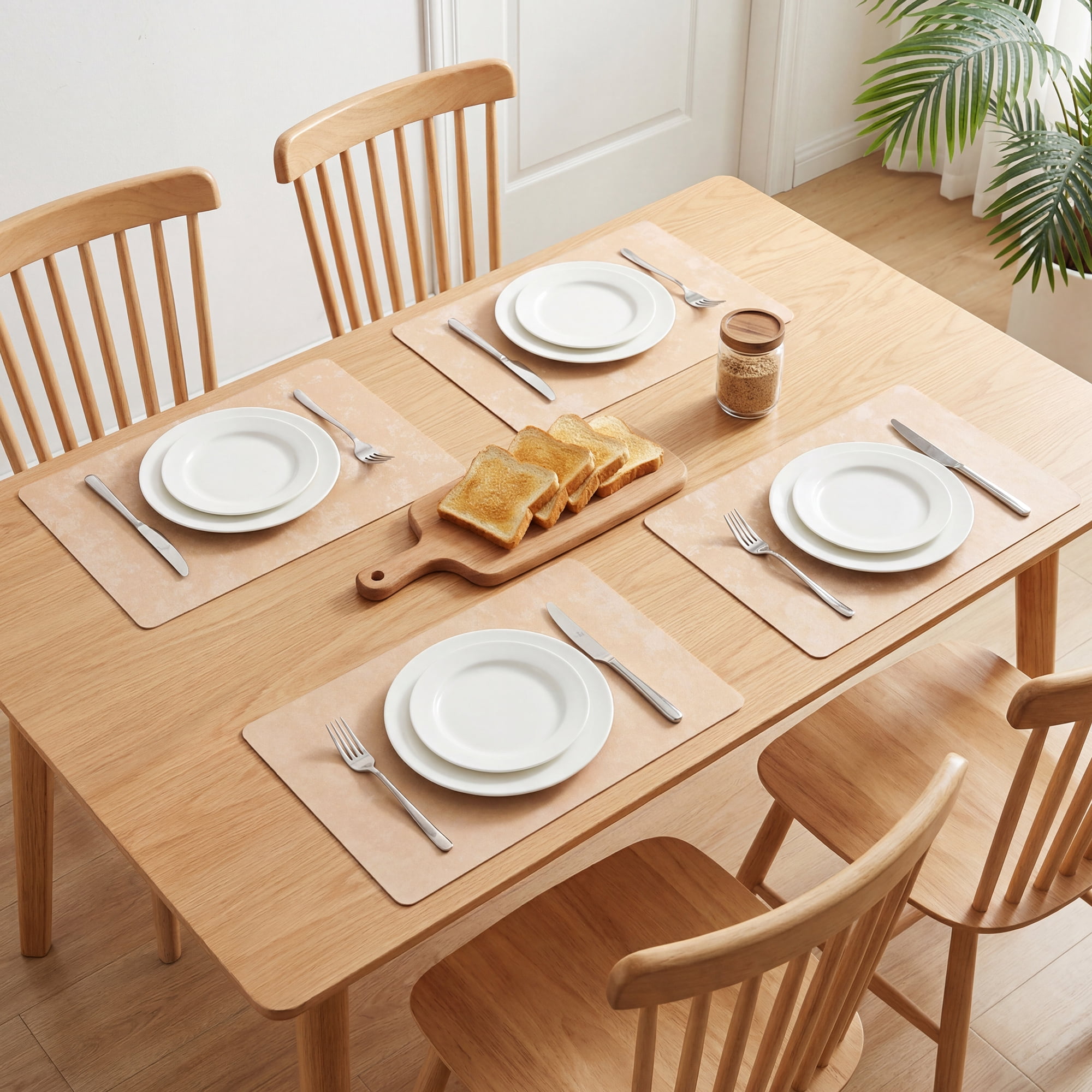 Unique Bargains Waterproof Placemats 4pcs Pink Apricot 17.7"x11.8"