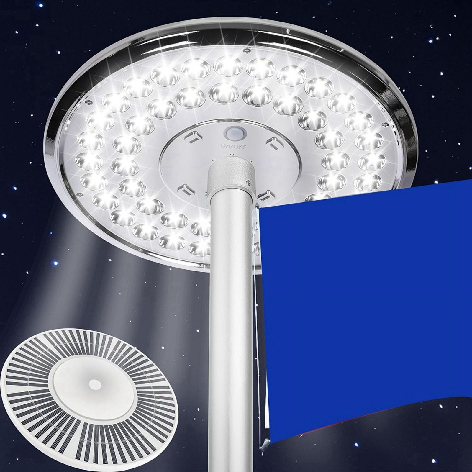 FlagPole Light Solar Powered Spotlight Outdoor, 48 LED Waterproof Solar FlagPole Light, Top Mounted FlagPole Solar Light