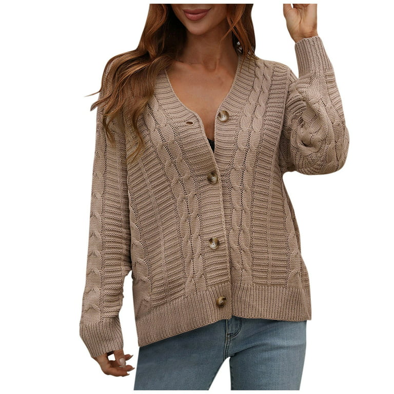 Fall Clothes, Sweaters For Women Ropa De Invierno Para Mujer Chunky Sweater  Dress Green Women's Autumn And Winter Button Solid Color Knitted Cardigan