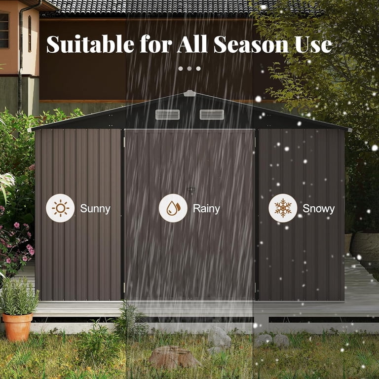 GVDV Outdoor Metal Storage Shed 14 x 10 ft, Storage House Metal