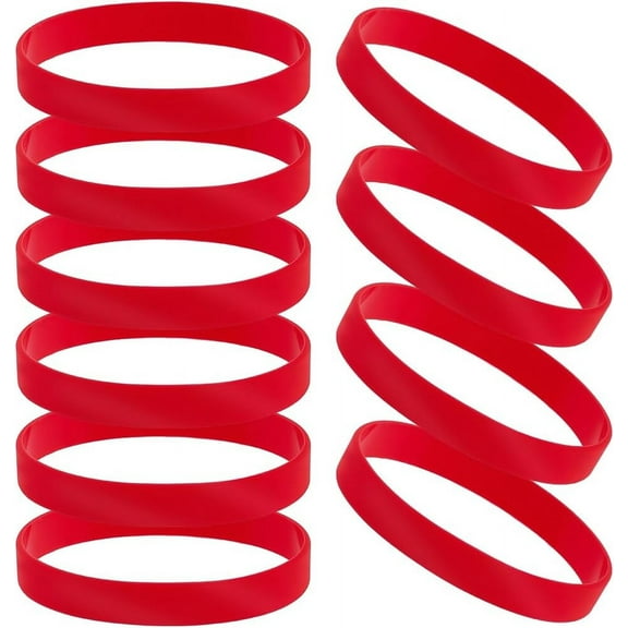 10Pcs Word Silicone Cord Bracelet Wristband Dark Red 1/2 inch(1.2cm) Inner Diameter: 2-3/8 inch(6.1cm)