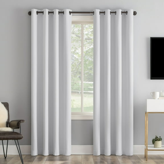 Sun Zero Tyrell Tonal Texture Draft Shield Fleece Insulated 100% Blackout Grommet Curtain Panel In Dove White, 50"X84", Dove White