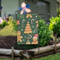 Yayeee Garden Flag 28" x 40" Double Sided Outdoor Yard Lawn Holiday Decorations, Beige Christmas Gingerbread