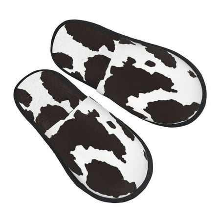 

KLL Cow Skin 2 Slippers for Women Men House Slip on Indoor Outdoor Bedroom Furry Fleece Lined Ladies Comfy Anti-Skid Rubber Hard Sole-Medium