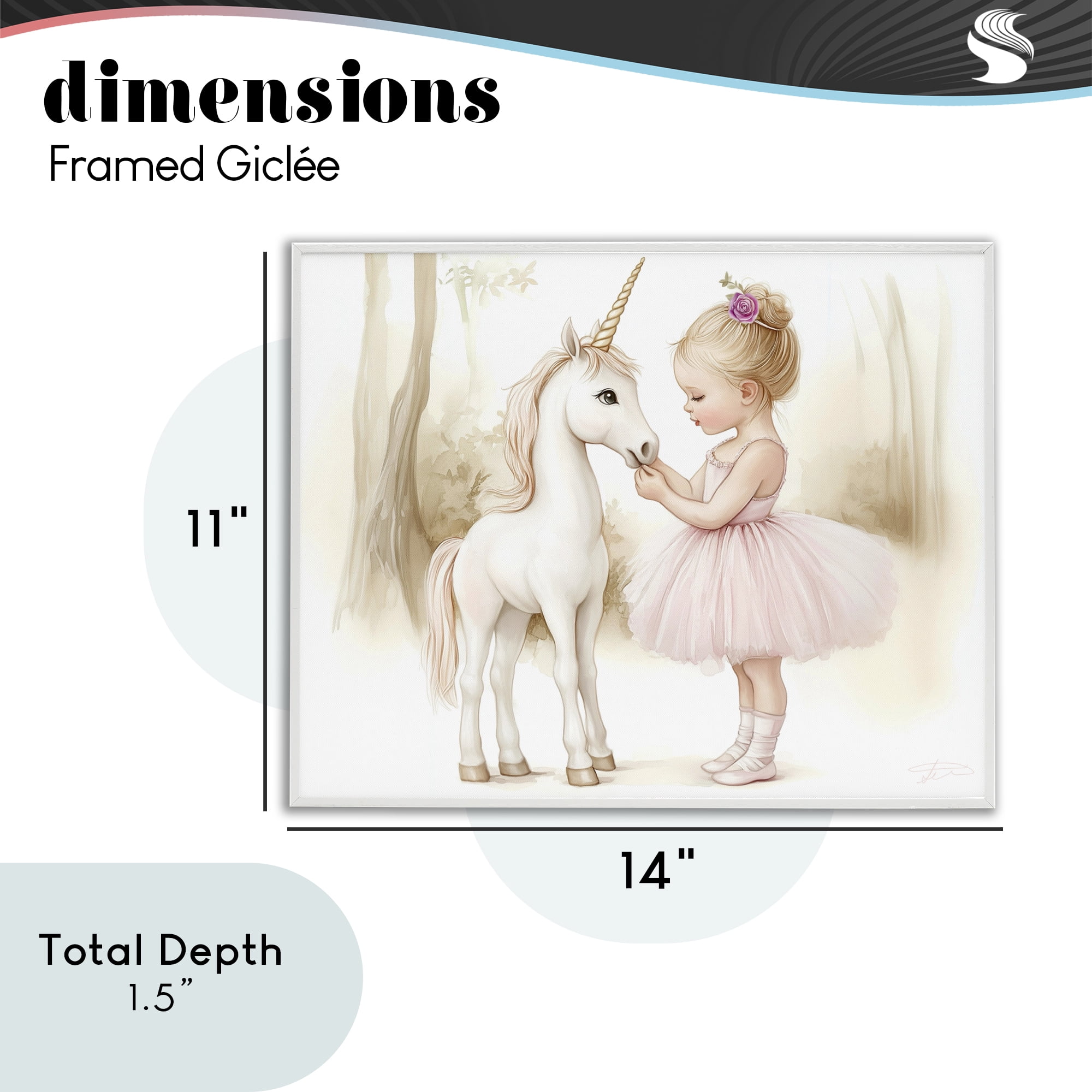 Stupell Industries Girl & Unicorn Friendship White Framed Giclee Art, design by Whimsical Wonders