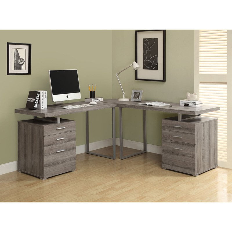 Monarch Reclaimed Look 3 Piece Desk Set Walmart Com Walmart Com