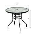 thumbnail image 5 of 32 Inch Patio Tempered Glass Steel Frame Round Table with Convenient Umbrella Hole, 5 of 9