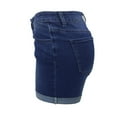 thumbnail image 4 of adviicd Women's Stretchy Denim Mid Rise Jean Shorts with Pockets (Dark Blue, S), 4 of 6