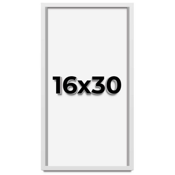 16x30 Shadow Box Frame White | 1 Inches Deep Real Wood Contemporary Shadowbox Display Frame | UV