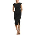 thumbnail image 2 of INSPIRE CHIC Women's Formal Sheath Dress Sleeveless Boat Neck Ruched  Midi Work Dresses S Black, 2 of 5