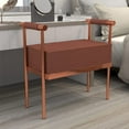 thumbnail image 3 of Modern Upholstered Bench Seat with Copper Frame,Ottoman Bench with Armrests, Entryway Bench Living Room Foot Rest Stool,Footrest Foot Stool with Sturdy Metal Frame, 3 of 7
