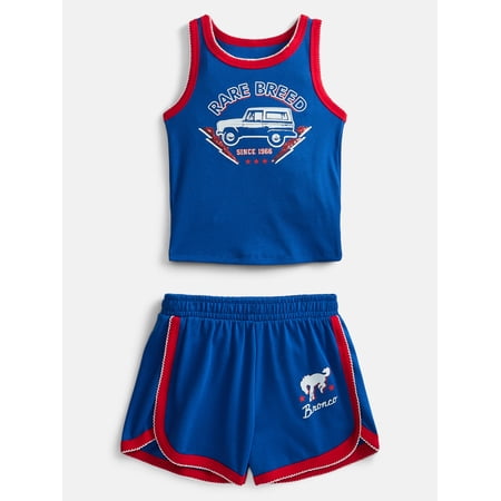 Ford Bronco Girls Graphic Tank Top and Matching Shorts Set, 2-Piece, Sizes 4-16