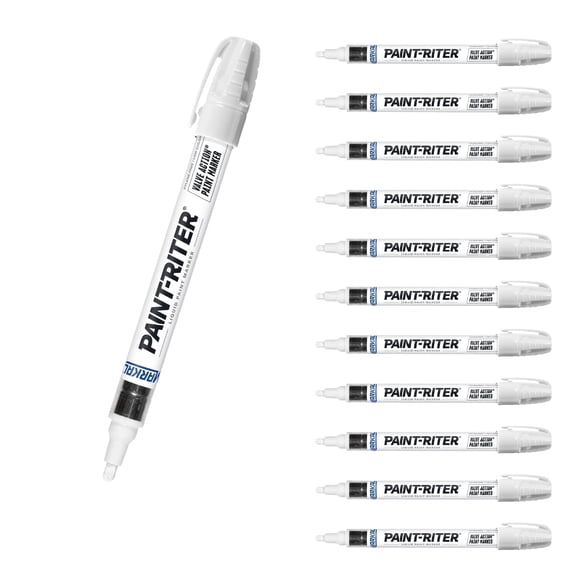 Markal 96960 Paint-Riter+ Oily Surface Liquid Paint Marker, Versatile Surface Compatibility, Bold Mark Size 1.8", White 12-Pack