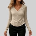 thumbnail image 5 of LEKWK Sun Protection Clothing Women Long Sleeve V Neck Button Down Cardigans Lightweight Breathable Slim Fit Solid Tops Summer Fashion Casual Daily Outfits, 5 of 7